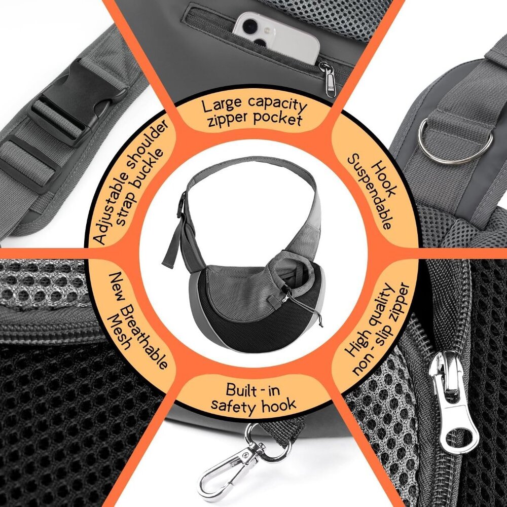 Pet Sling Carrier for Small Dogs & Cats - Picture 4 of 6